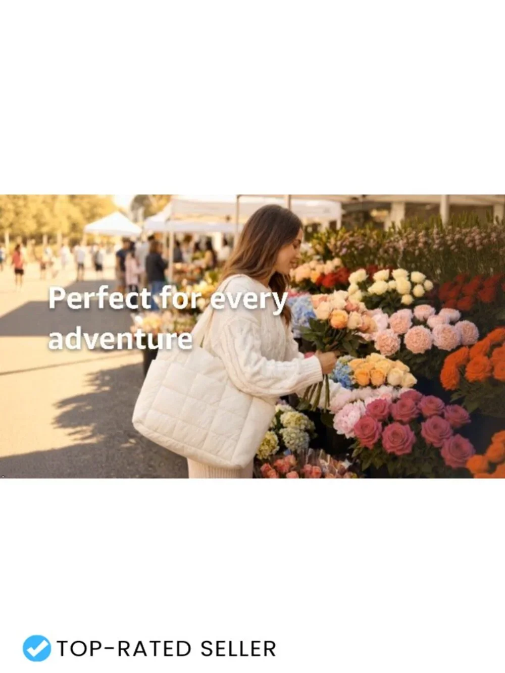 Quilted Puffer Tote Bag with Laptop Compartment and Yoga Mat Strap
